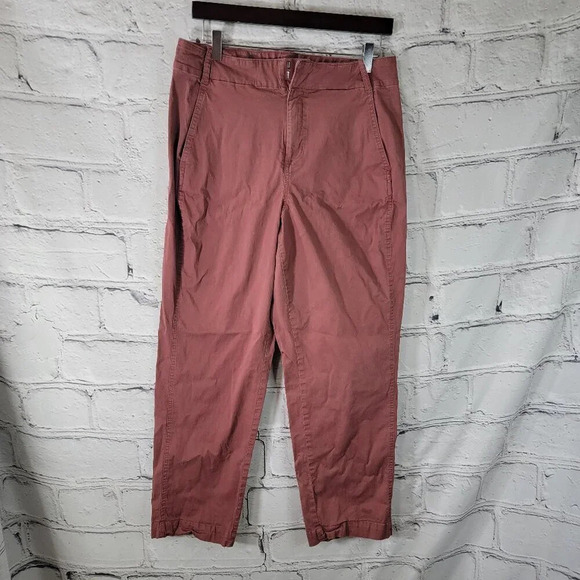 A New Day Womens 10 Stretch Cropped Wide Leg‎ Flat Front Pant Chino Mauve Preppy - Picture 1 of 6